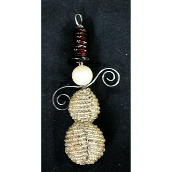 Unique OOAK? Handmade? Bead and Wire 3D Snowman Ornament Christmas Winter - Picture 2 of 4